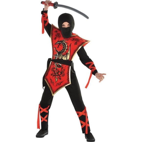BRAND NEW youth boy red ninja assassin halloween costume size XL 14 - 16 - Picture 1 of 7